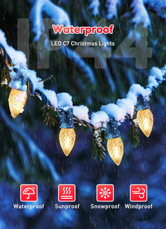 100FT C7 100 Bulbs LED Warm White Christmas Lights Outdoor for Christmas Tree Roofline Xmas