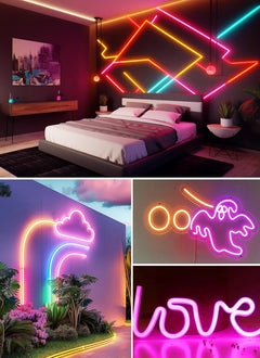 33Ft RGB LED Neon Rope Lights - App/Remote Control, IP68 Waterproof