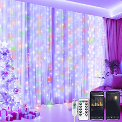 Smart Curtain String Lights - 9.8ft 300 LED Fairy Lights, USB Powered, Multicolor