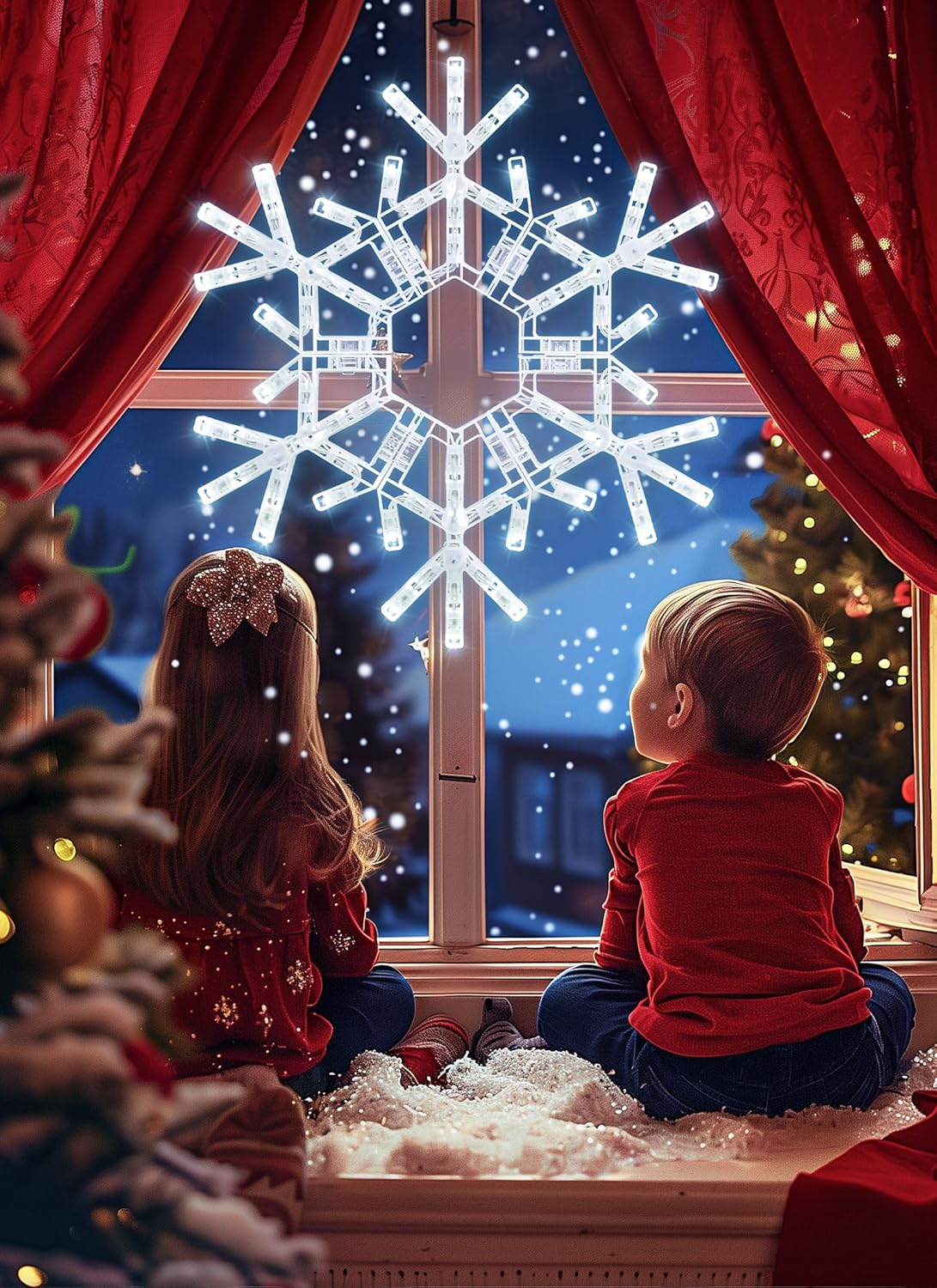 Christmas Snowflake Lights Outdoor Indoor, Multi-Size (20"/36") Multi-Color Folding LED Hanging Lights