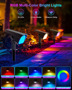 Solar RGB Spot Lights Outdoor - 4 Pack Color Changing Landscape Lights