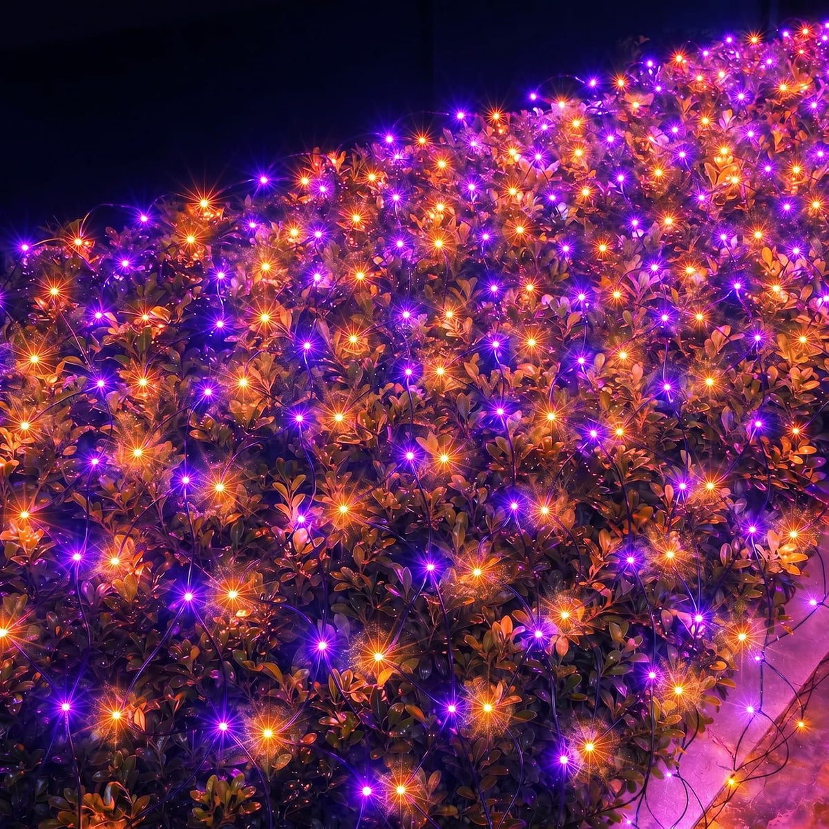 2 Pack 12×5FT 360 LED Halloween Net Lights Outdoor, 12 Light Modes & Timer, Orange & Purple