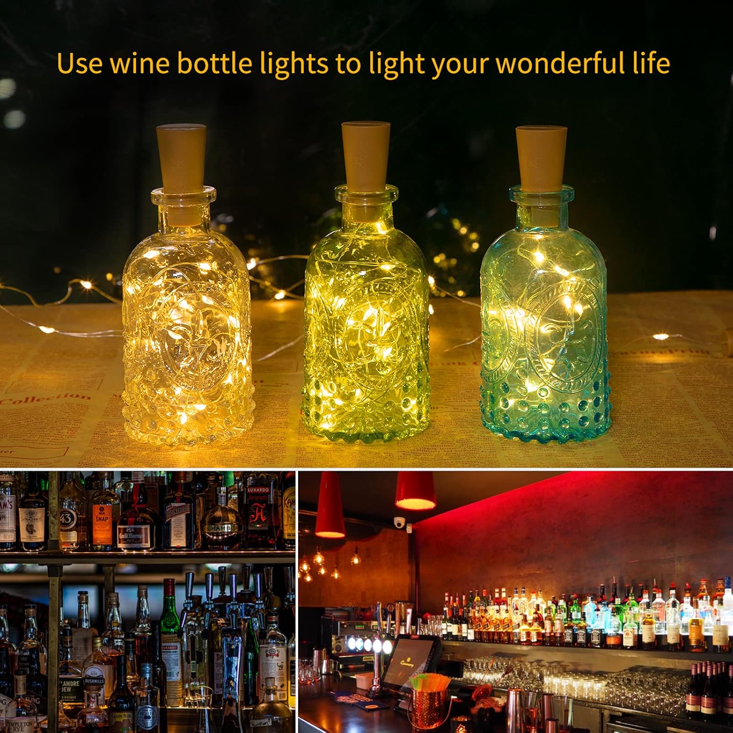 10 Pack 20 LEDs Waterproof Wine Bottle Cork Lights Mini Fairy Lights for Wedding Party DIY Decor