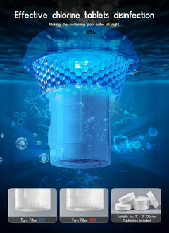 2Pack 2 in 1 Solar Powered RGBWW Floating Pool Lights with Chlorine Floater & Remote, 20+ Light Effects