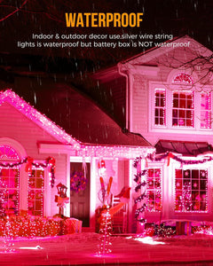 Battery Operated Fairy Lights - 10Ft, 120 LEDs, Pink