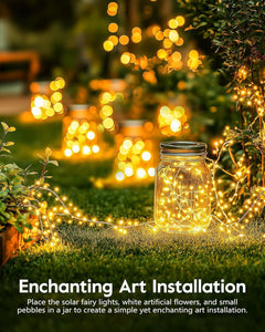 9.8ft Solar String Lights with 8 Modes, Waterproof & Warm White