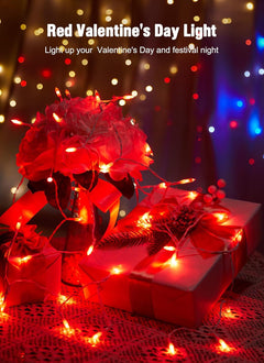 Battery Operated Christmas String Lights - 8ft, 20 LED Red