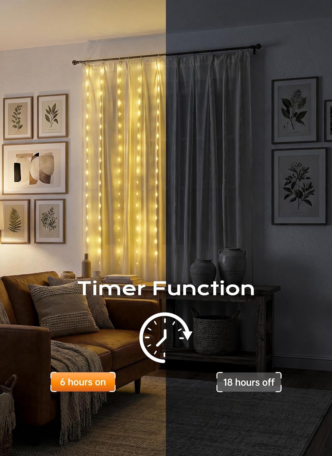 70 Inch 180 LED Battery Operated Shower Curtain Lights, 8 Modes, Warm White (No Curtain)