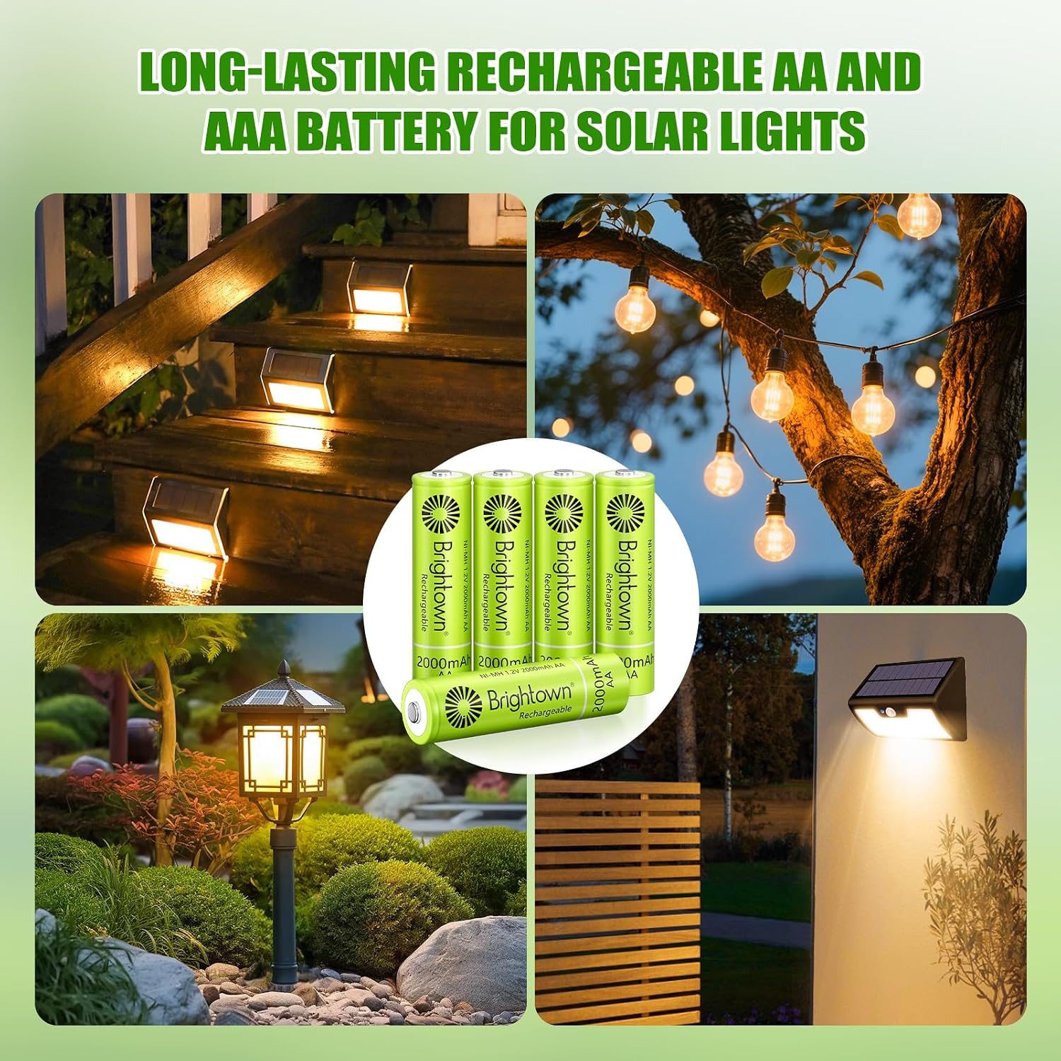 12-Pack 1.2V 2000mAh NiMH Rechargeable AAA Batteries for Solar Lights and Household Devices