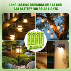 12-Pack 1.2V 2000mAh NiMH Rechargeable AAA Batteries for Solar Lights and Household Devices