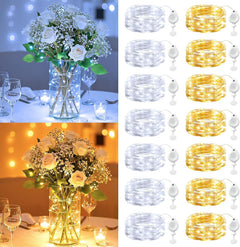 14 Pack 7FT 20 LED Battery Operated Silver Wire Firefly Starry Moon Lights for DIY Crafts, Warm White and Cool White