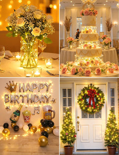 14 Pack 7FT 20 LED Battery Operated Silver Wire Firefly Starry Moon Lights for DIY Crafts, Warm White