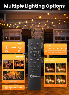 108FT G40 52 LED Bulbs Solar Powered String Lights for Patio Garden Cafe Wedding BBQ