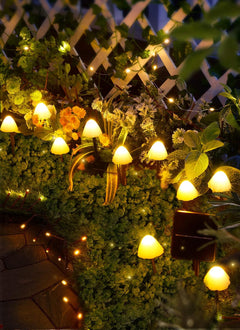 20 LED 32.8FT Solar Powered Mushroom String Lights for Garden Yard Fence Patio