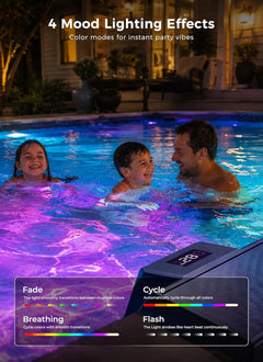 Solar Powered Color Changing LED Pool Lights for Inground & Above Ground Pools, Timer & Remote