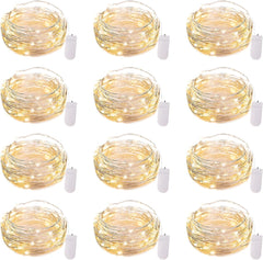 12 Pack 7FT 20 LED Battery Operated Silver Wire Firefly Starry Moon Lights for DIY Crafts