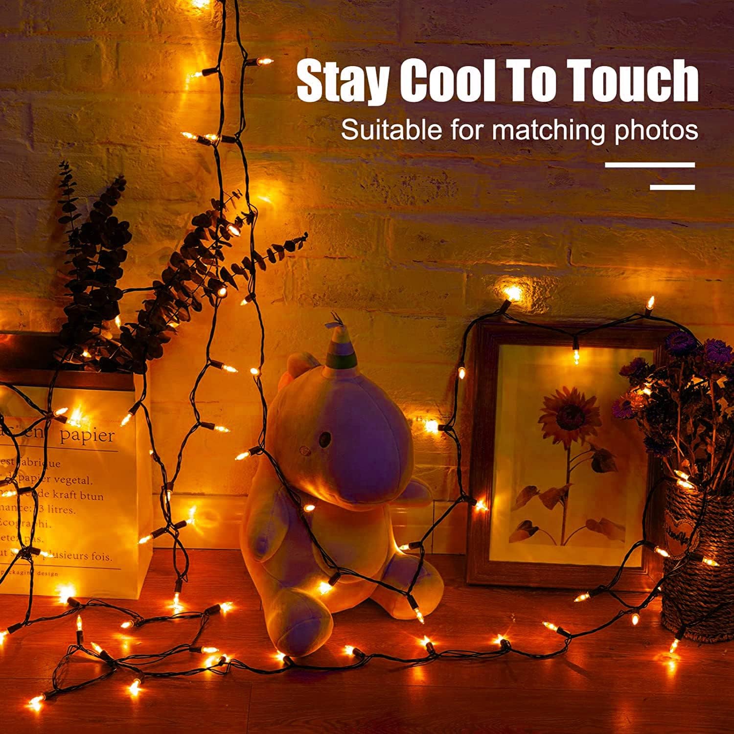 39FT Plug in 100 LED Mini Orange Lights for Halloween Party Haunted House, 8 Modes