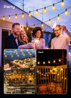 100FT Plug in 50+2 LED ST38 LED Outdoor Patio Lights for Porch Patio Christmas Party Decor