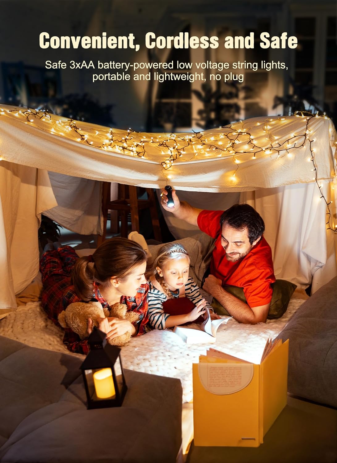 2Pack Plug in 8ft 20LED Mini String Lights for Christmas Party Holiday Xmas Decoration, Warm White