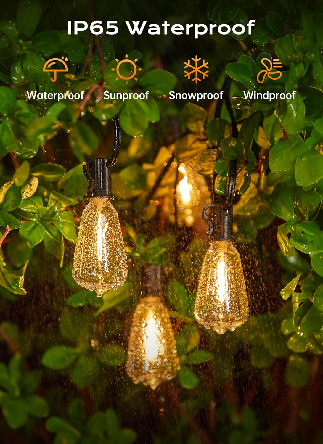 120FT 45+2 Shatterproof ST38 LED Bulbs Outdoor String Lights with Remote, 3 Modes