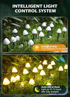 20 LED 32.8FT Solar Powered Mushroom String Lights for Garden Yard Fence Patio