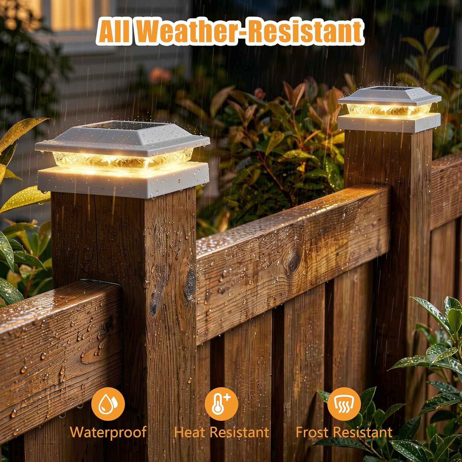 4 Pack Solar Powered Post Fence Cap Lights with 2 Color Modes for Patio Porch Garden, White