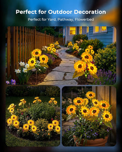 3 Pack (3pcs/pack) Solar Powered Sunflowers Stake Lights for Garden Yard Pathway