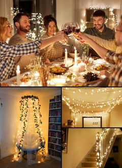 2Pack Plug in 8ft 20LED Mini String Lights for Christmas Party Holiday Xmas Decoration, Warm White