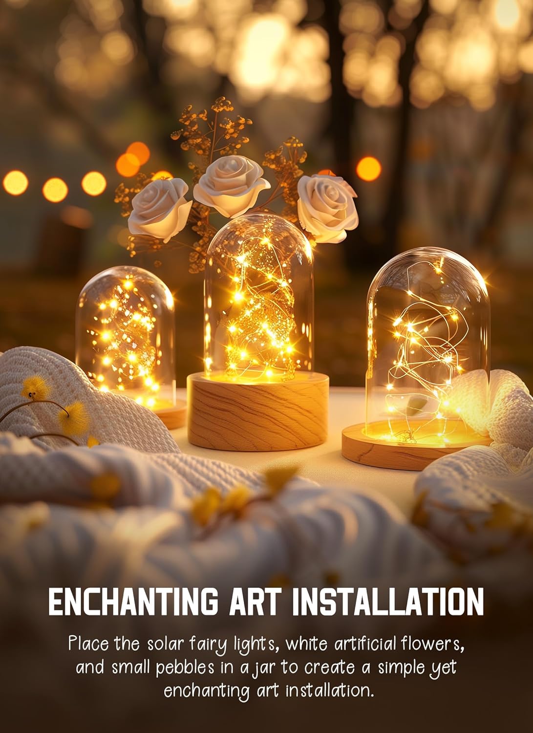 2 Packs Total 132Ft 400 LED Solar Powered Fairy String Lights with 8 Modes for Patio Christmas, Warm White