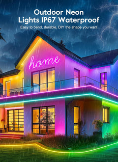 33Ft RGB LED Neon Rope Lights - App/Remote Control, IP68 Waterproof