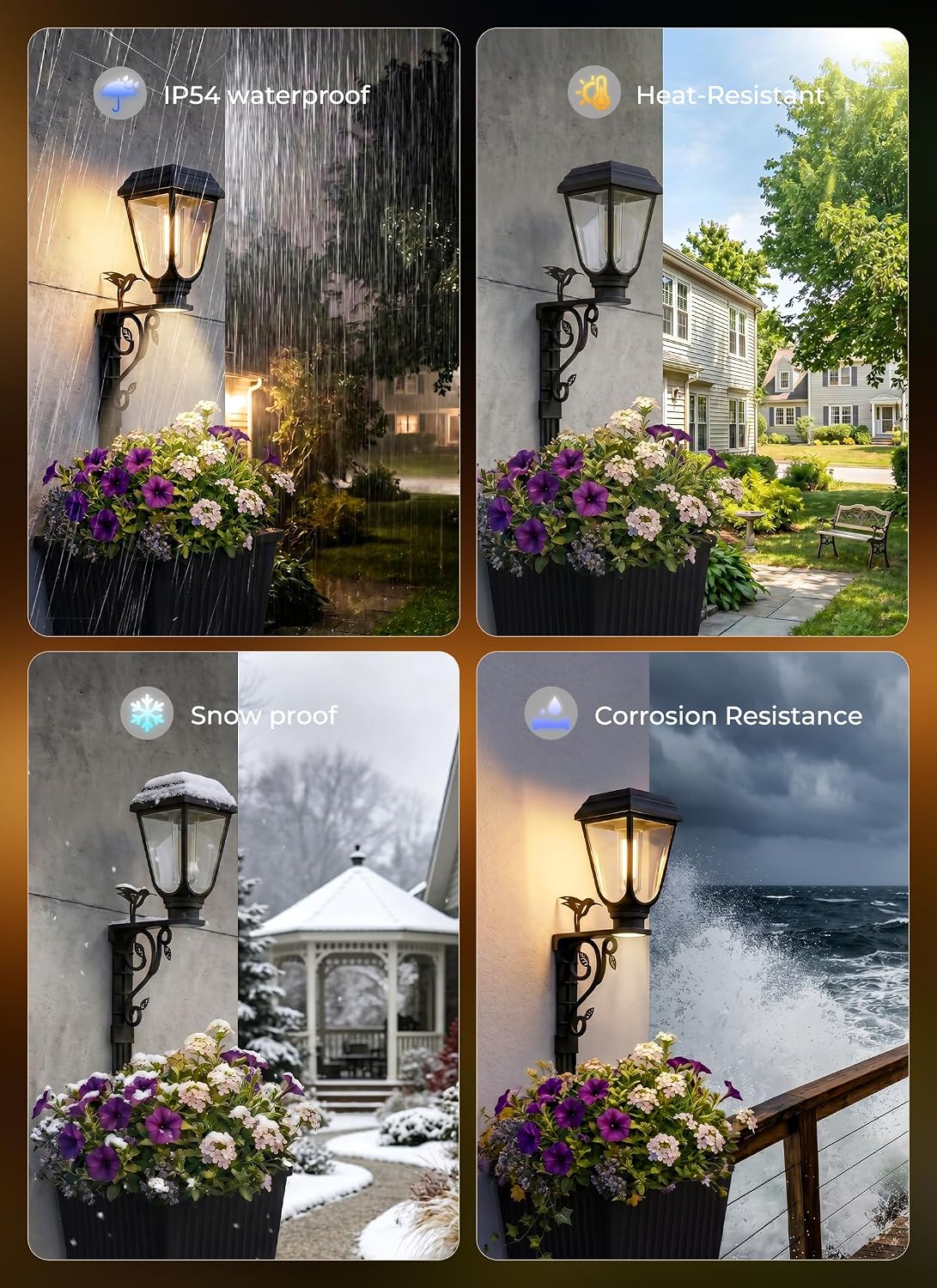 2Pack 2 in 1 Solar Powered Post Warm Bulb ( (2700-3200K) Lamp Lights with Planter for Garden Patio Yard