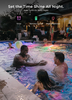 Solar Powered Color Changing LED Pool Lights for Inground & Above Ground Pools, Timer & Remote