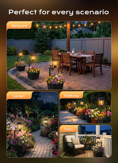 2Pack 2 in 1 Solar Powered Post Warm Bulb ( (2700-3200K) Lamp Lights with Planter for Garden Patio Yard
