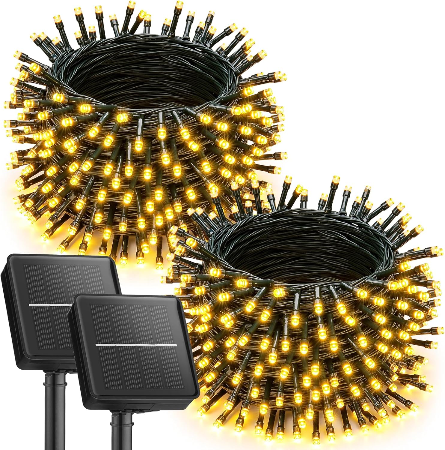 2 Pack 92Ft 240 LED Solar Powered String Lights Outdoor for Garden Yard Patio Party Decor, Warm White