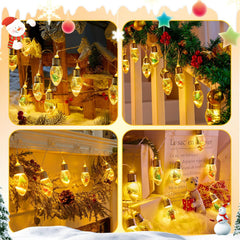 7.5Ft Battery Operated 10 C9 Christmas Snow Globe String Lights with Tree & Snow & Cute Ornaments