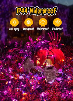 Outdoor Halloween Lights - 33 Feet, 100 LED Orange and Purple String Lights
