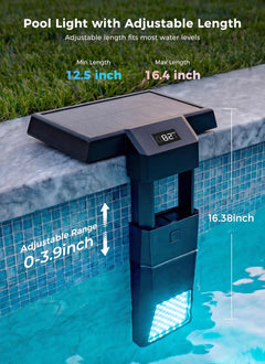 Solar Powered Color Changing LED Pool Lights for Inground & Above Ground Pools, Timer & Remote