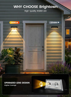 4 Pack Solar Powered Warm White & RGB 11 Colors Fence Deck Step Flood Lights for Patio Porch Garden
