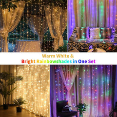 300 LED Curtain Lights - 9.8 FT Hanging Fairy Lights with Remote