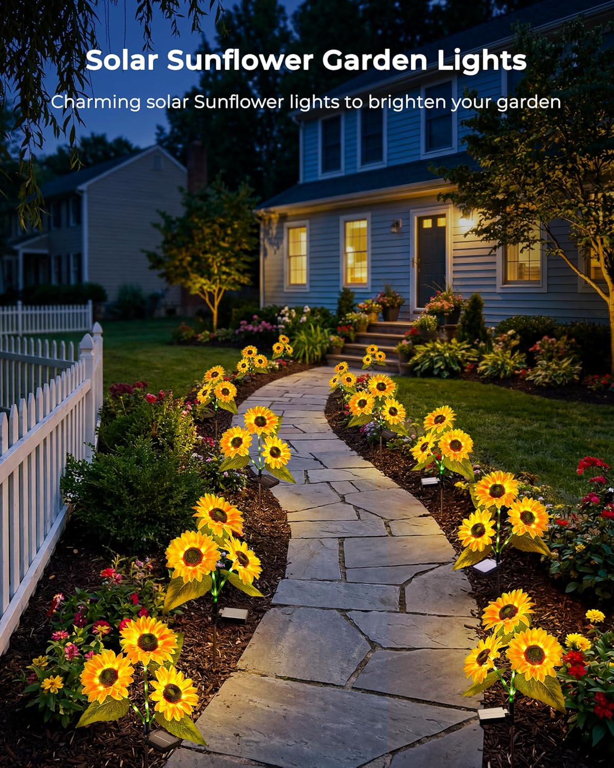 3 Pack (3pcs/pack) Solar Powered Sunflowers Stake Lights for Garden Yard Pathway