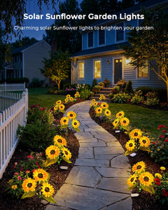 3 Pack (3pcs/pack) Solar Powered Sunflowers Stake Lights for Garden Yard Pathway