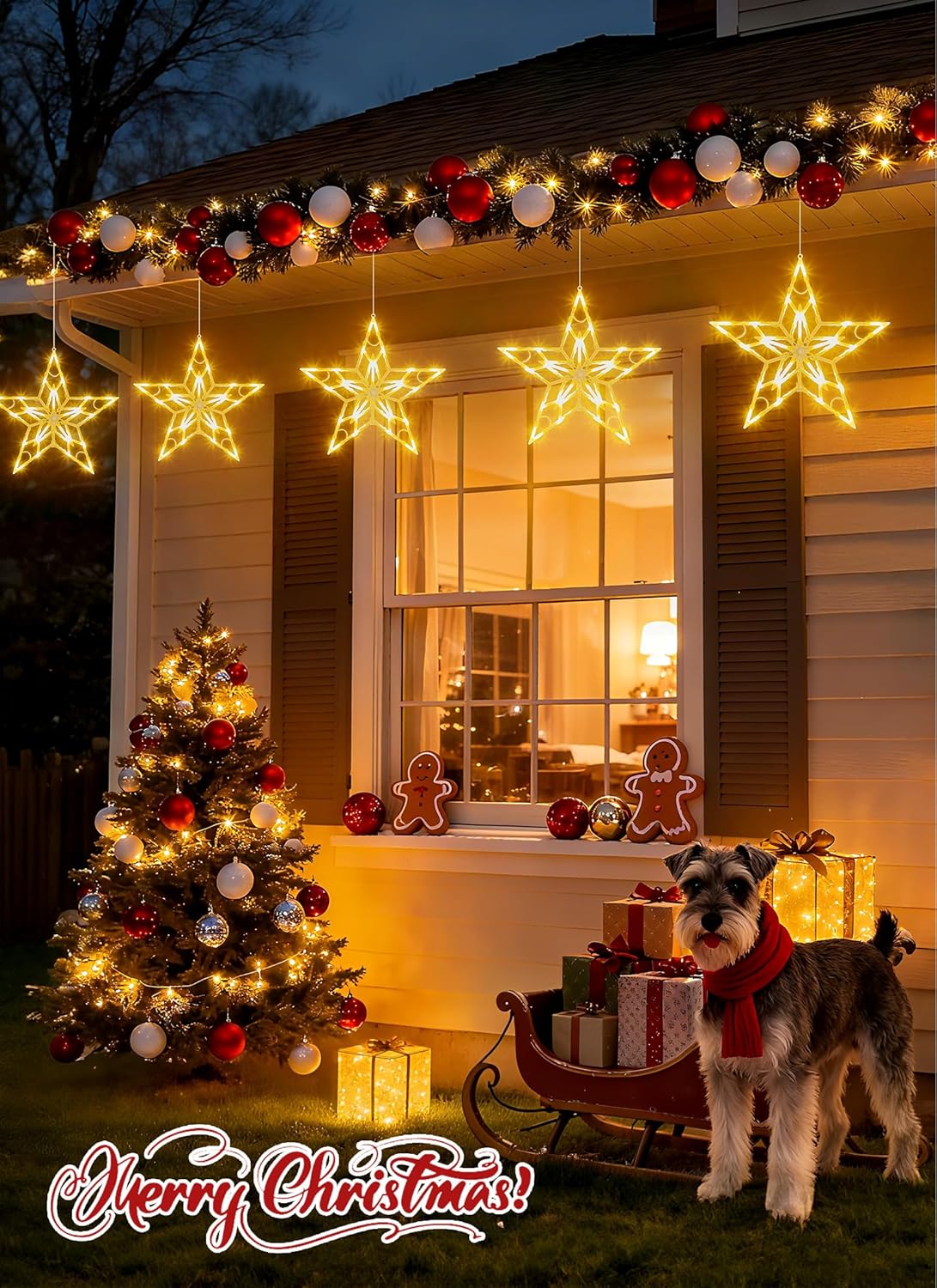 10Pcs/Set Large Waterproof Star Stake Pathway Lights for Outdoor Christmas Decorations, Warm White