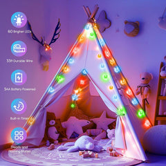33ft 60 LED Battery Operated Crystal Globe Fairy Lights with Remote, 8 Modes, Multicolor