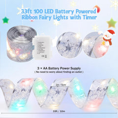 2 Pack Christmas Tree Ribbon Lights - 33ft 100 LED Multi-Color