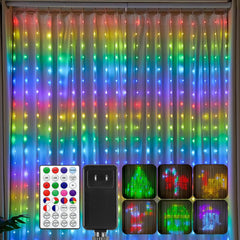 6.6x6.6ft Plug in 400 RGB LED Color Changing Smart Curtain Fairy Lights with Remote for Bedroom Window