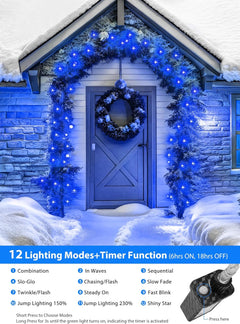 200 LED Christmas Cluster Lights - 10 Ft Blue Twinkle String Lights