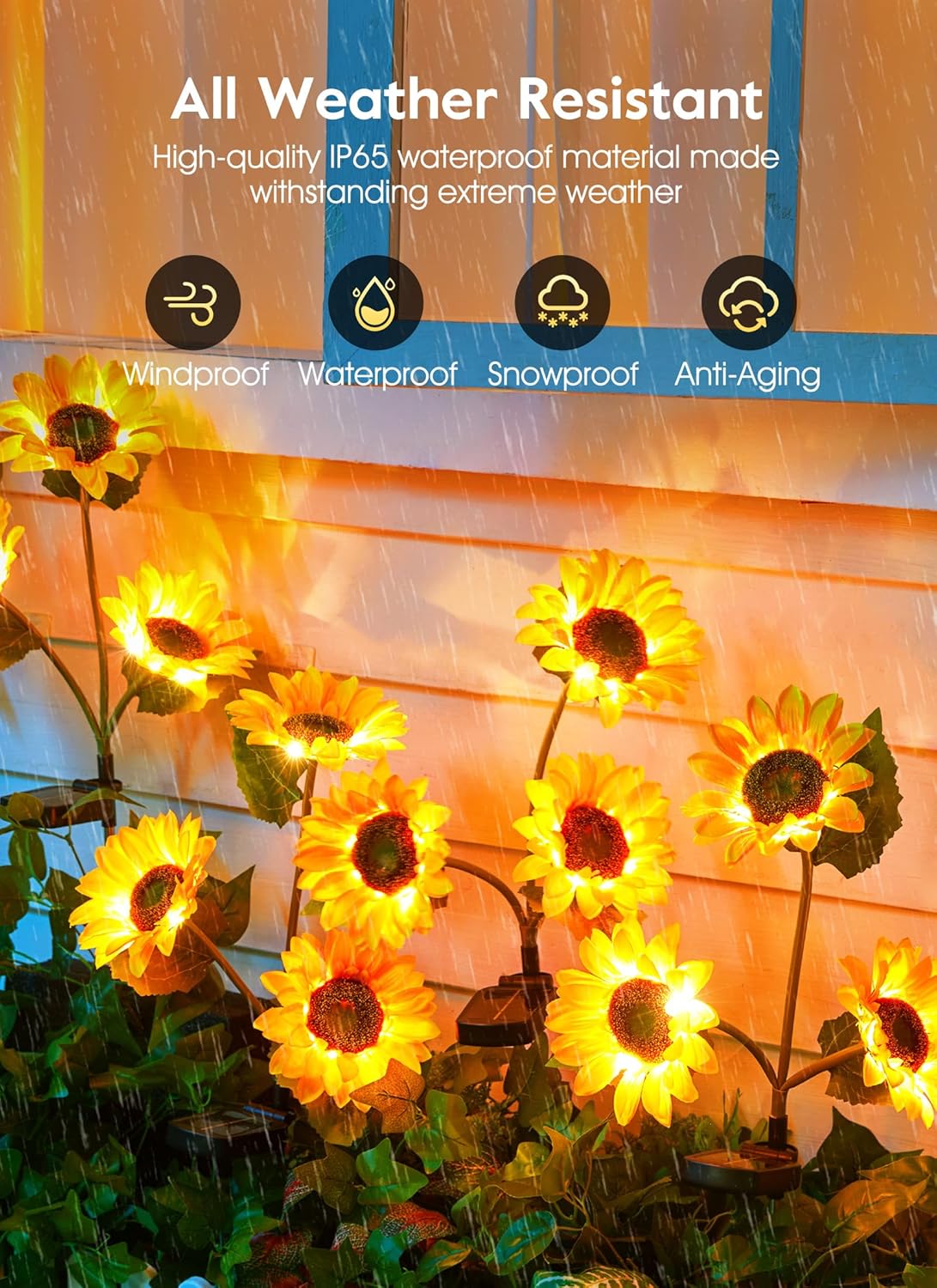 4 Pack Realistic Sunflowers Solar Powered Garden Pathway Lights for Yard & Patio Decorations