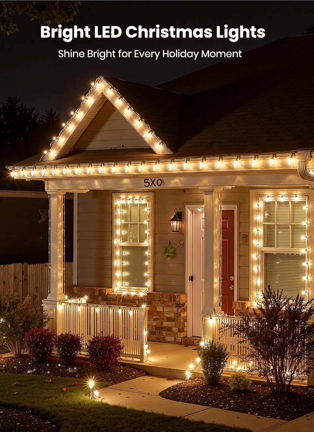 68Ft Plug in 100 LED C9 Christmas String Lights with Quick Clips for Roofline Patio Decor, Warm White