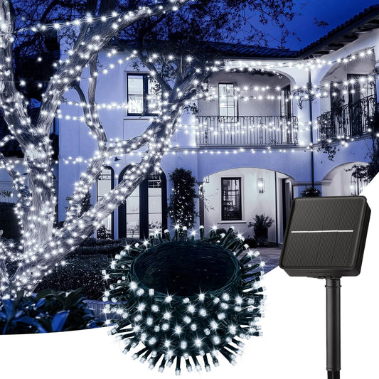 50Ft 120 LED Solar String Lights with 8 Modes for Wedding Party Decor, Pure White