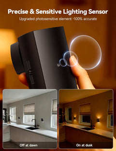 2 Pack Black Plug in Night Lights with Rotating Plug & Light Sensor for Bathroom Bedroom, Amber Light